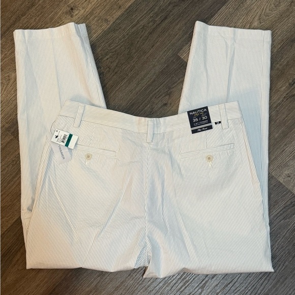 NWT Nautica 35x30 Men's Striped Pants - White and Gray - Picture 3 of 3